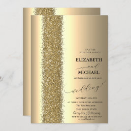 Invitación Elegante Boda de guión Purpurina dorado