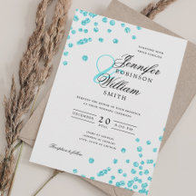 Elegante Boda de guión Turquoise Confetti QR RSVP