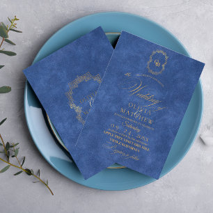 Invitación Elegante Boda de guiones azul turbio / manuscrito
