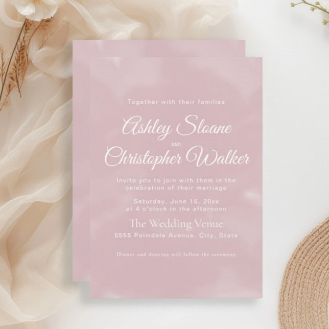 Invitación Elegante Boda de guiones blancos rosados de Rubor  (Elegant script blush pink wedding invitation)