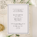 Invitación Elegante Boda de guiones clásicos en blanco y negr<br><div class="desc">Celebra la unión de dos corazones y dos familias que se juntan con nuestra especialmente diseñada invitación a bodas clásicas de escritura en blanco y negro, honrando la apreciada tradición de ambos grupos de padres que acogen la celebración. Esta invitación es un bello testimonio de unidad, amor y la unión...</div>