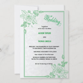 Invitación Elegante Boda de guiones clásicos verde y gris