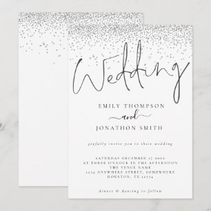 Invitación Elegante Boda de guiones de borde Purpurina platea