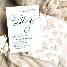 Invitación Elegante Boda de guiones de caligrafía blanca y ne