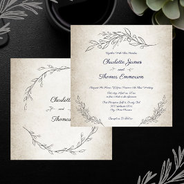 Invitación Elegante Boda de guiones de hojas blandas