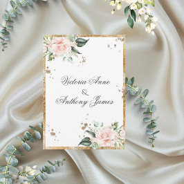 Invitación Elegante Boda de guiones de oro rosa floral