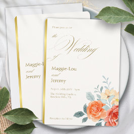 Invitación Elegante Boda de guiones florales de Rubor Gold