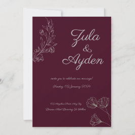 Invitación Elegante Boda de guiones Minimalistas
