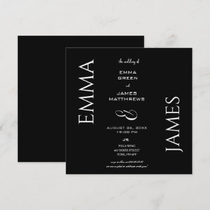 Invitación Elegante Boda de guiones negrita negro y blanco