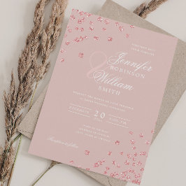 Invitación Elegante Boda de guiones Rosa Confetti de oro Rubo