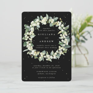 Invitación Elegante Boda de guirnalda negra y eucalipto