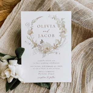 Invitación Elegante Boda de guirnaldas florales de época