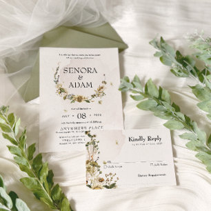 Invitación Elegante Boda de guirnaldas florales secas