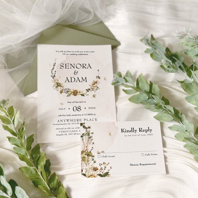 Invitación Elegante Boda de guirnaldas florales secas (Subido por el creador)