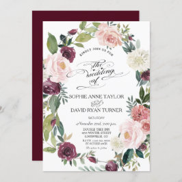 Invitación Elegante Boda de guirnaldas floridas de Rubor de B