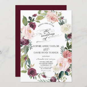 Invitación Elegante Boda de guirnaldas floridas de Rubor de B