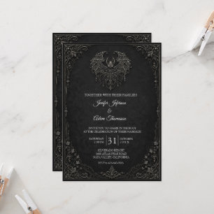 Invitación Elegante Boda de Halloween Gótica Vintage