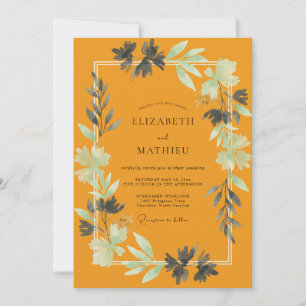 Invitación Elegante Boda de Hojas de Mostaza