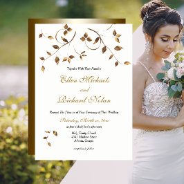 Invitación Elegante Boda de hojas de oro