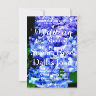 Invitación Elegante Boda de hormigón floral azul violeta