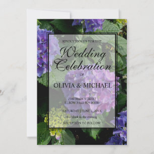 Invitación Elegante Boda de hormigón floral azul violeta