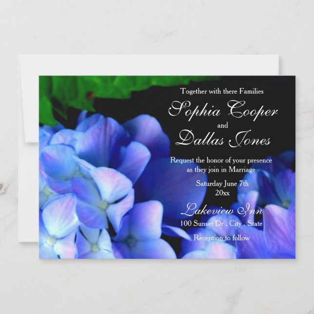 Invitación Elegante Boda de hormigón floral azul violeta (Anverso)