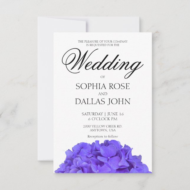 Invitación Elegante Boda de hormigón floral púrpura (Anverso)