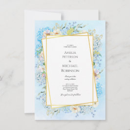 Invitación Elegante Boda de Hydrangea Azul