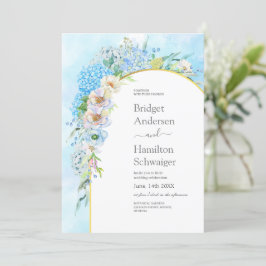 Invitación Elegante Boda de Hydrangea Azul