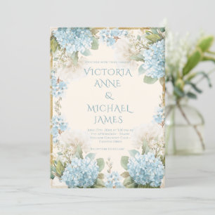 Invitación Elegante Boda de Hydrangeas Azules