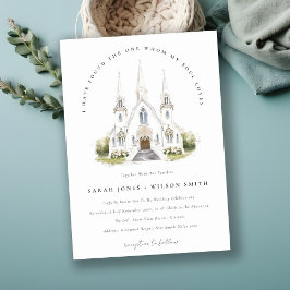 Invitación Elegante Boda de Iglesia Católica de Acuarela