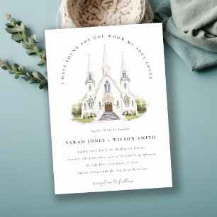 Invitación Elegante Boda de Iglesia Católica de Acuarela