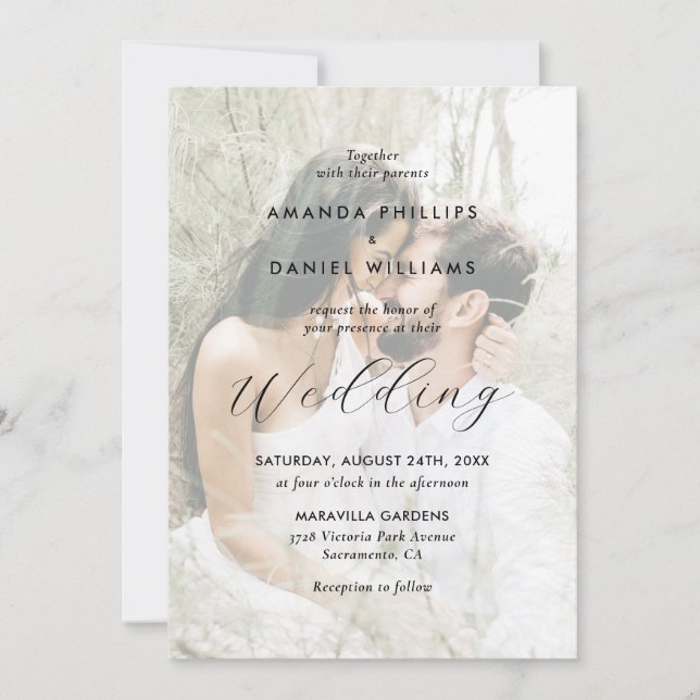 Invitación Elegante Boda de imágenes de guión 2 (Anverso)