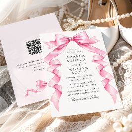 Invitación Elegante Boda de inclinación de manga rosa suave c