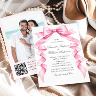 Invitación Elegante Boda de inclinación suave y rosa