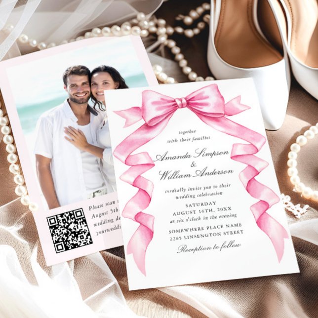 Invitación Elegante Boda de inclinación suave y rosa (Subido por el creador)