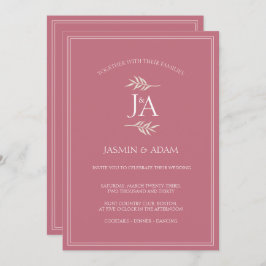 Invitación Elegante Boda de Iniciales Clásicas Magenta Pink