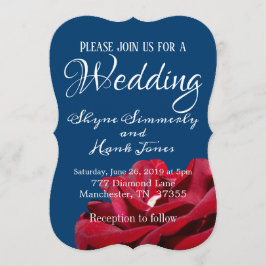 Invitación Elegante Boda de Invierno Azul de Borgoña y Marina