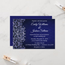 Elegante Boda de Invierno Blue Damask