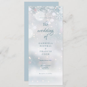 Invitación Elegante Boda de Invierno con Copos de Nieve