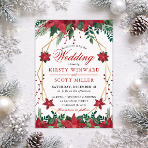 Invitación Elegante Boda de Invierno con Flor de Nochebuena R