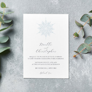Invitación Elegante Boda De Invierno De Helado Azul De Nieve