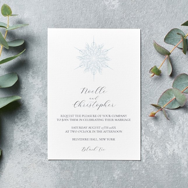 Invitación Elegante Boda De Invierno De Helado Azul De Nieve (Subido por el creador)