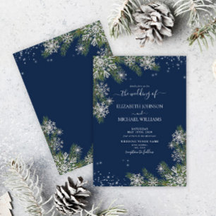 Invitación Elegante Boda De Invierno De Pino De Snowflake De