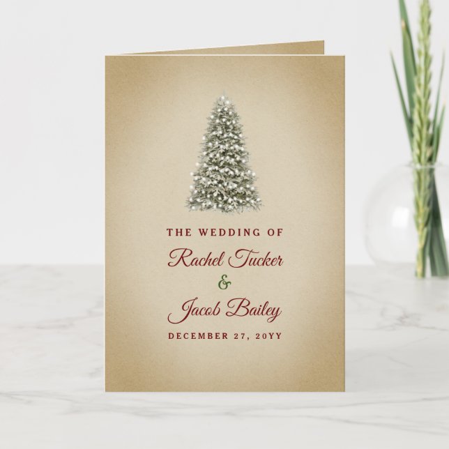 Invitación Elegante Boda de Invierno del Árbol de Navidad (Anverso)
