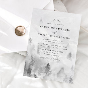 Invitación Elegante Boda de Invierno en el Bosque Gris