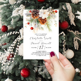Invitación Elegante Boda de invierno Evergreen y Rowan Berrie