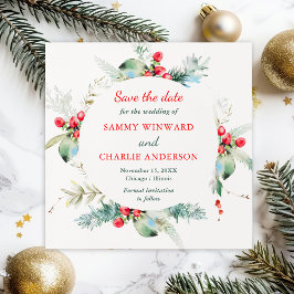 Invitación Elegante Boda De Invierno Floral Salva La Fecha