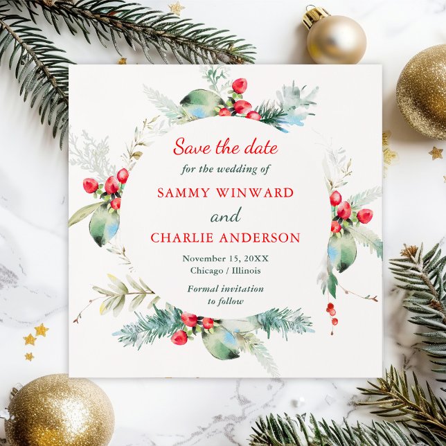 Invitación Elegante Boda De Invierno Floral Salva La Fecha (Subido por el creador)
