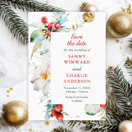 Invitación Elegante Boda De Invierno Floral Salva La Fecha